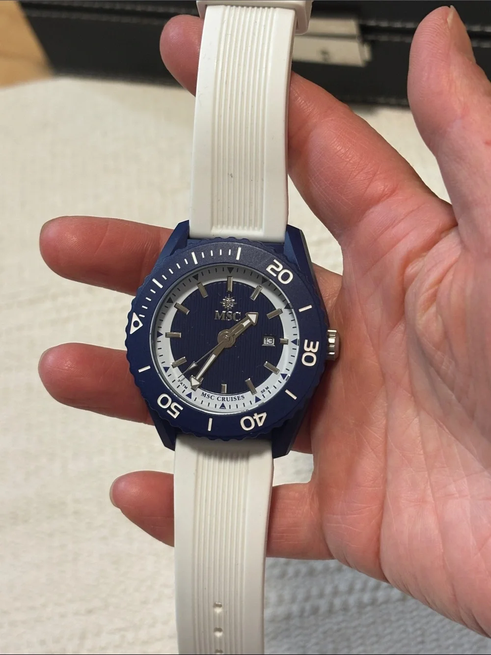 MSC Blue Dial Smartwatch with White Silicone Strap